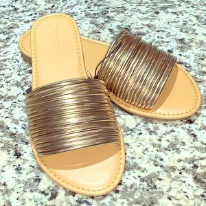 Rose Gold Strappy Slides